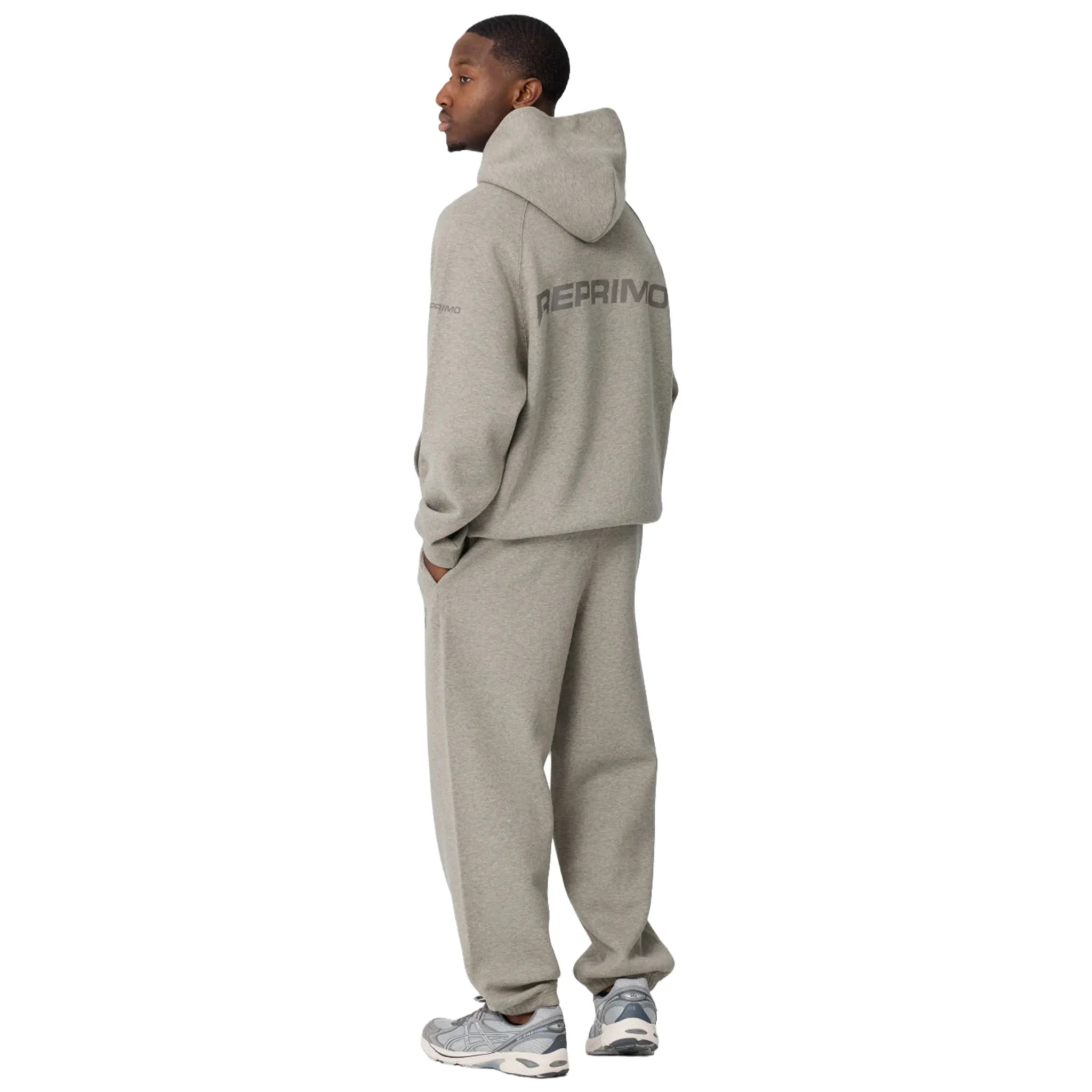 Back Side View of Reprimo Collective Grey Hoodie REP261-219